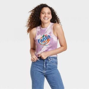 Women's Juniors Coca Cola Fanta Purple Tie Dye Tank Top Shirt Size Medium